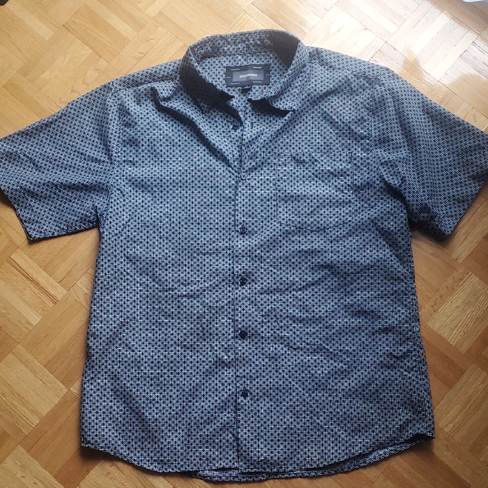 Hydrogen Patterned Casual Short Sleeve Button Down Shirt L